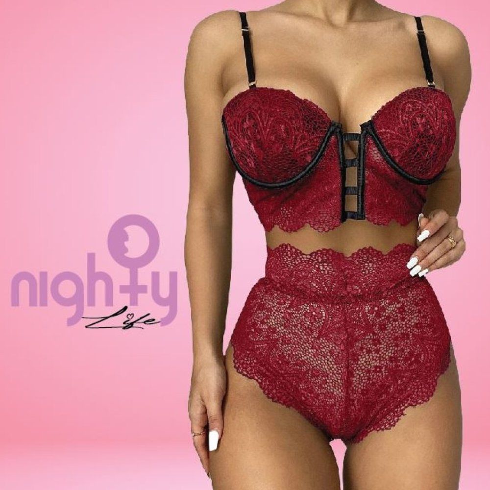Scallop Trim Lace Lingerie Set